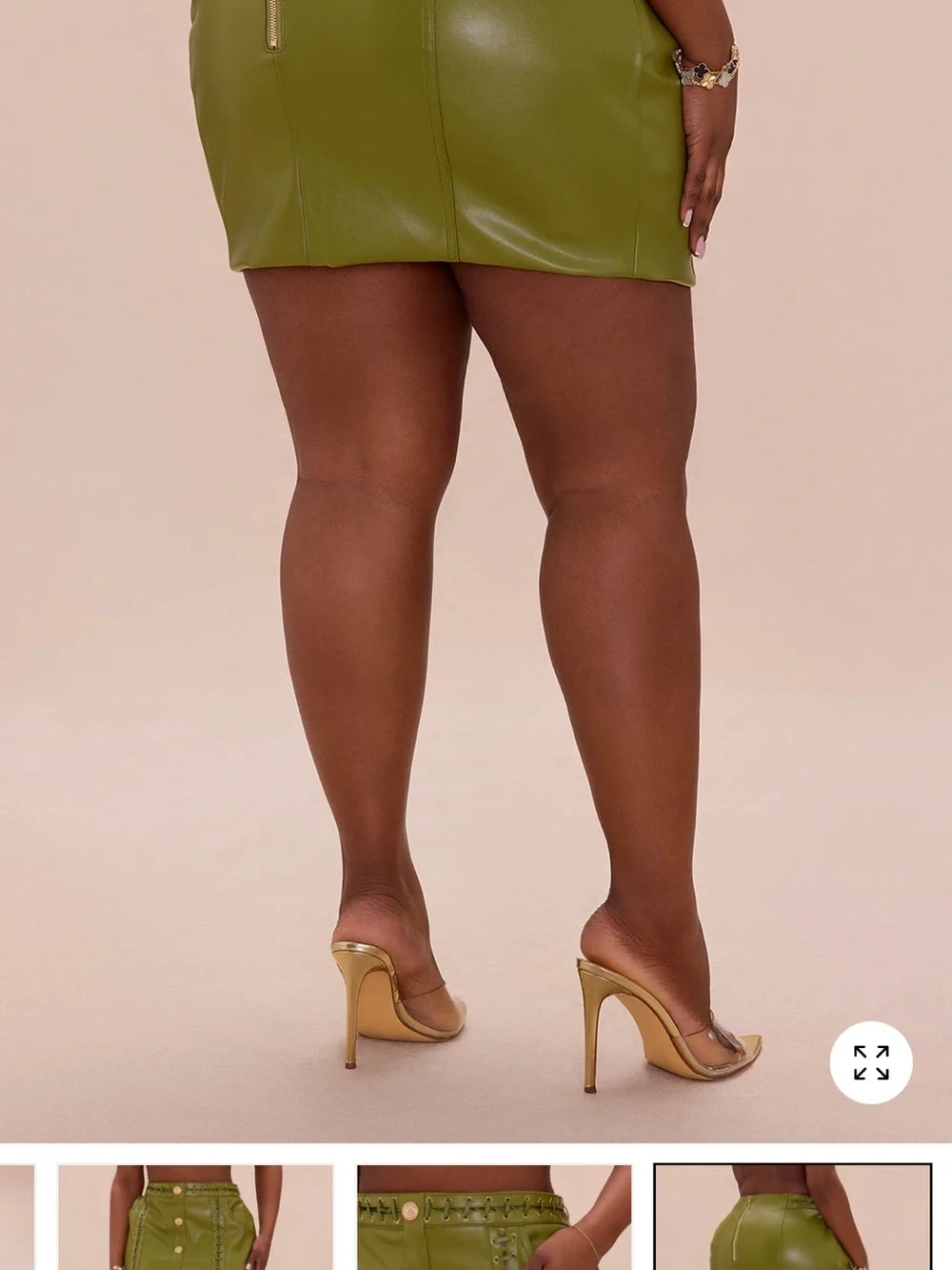 Fashion Nova Downtown Vibe Lace Up Faux Mini Skirt- olive Green Faux Leather